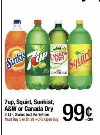 Jons International 7up, squirt, sunkist, a&w or canada dry offer