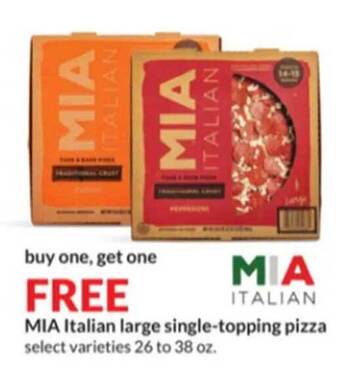Hy-Vee Mia italian large single-topping pizza offer