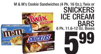 C Town Snickers ice cream bars 6 pk. 11.6-12 oz. boxes offer