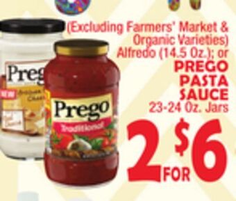 Bravo Supermarkets Prego pasta sauce, 23-24 oz. jars offer