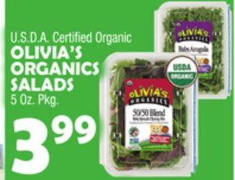 Bravo Supermarkets Olivia's organics salads offer