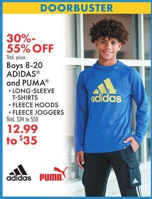 Boscov's Boys 8-20 adidas® and puma® offer
