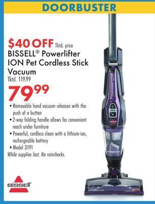 Boscov's Bissell® powerlifter ion pet cordless stick vacuum offer