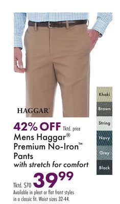 Boscov's Mens haggar® premium no-iron™ pants offer
