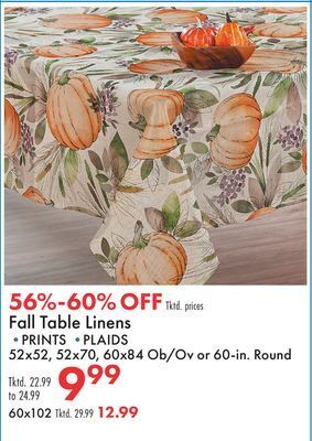 Boscov's Fall table linens offer