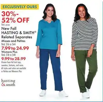 Boscov's New fall hasting & smith® related separates offer