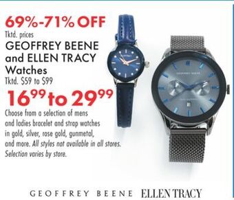 Boscov's Geoffrey beene and ellen tracy watches offer