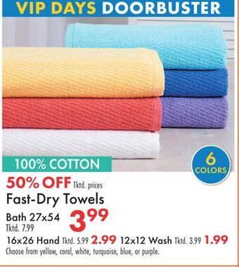Boscov's Fast-dry towels bath offer