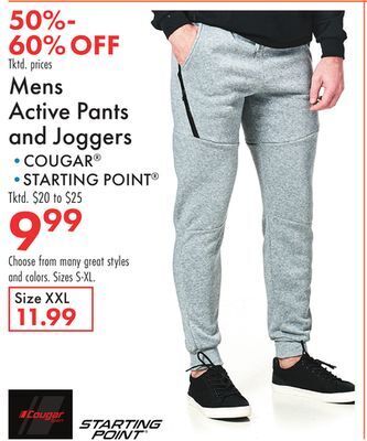 Boscov's Mens active pants and joggers offer