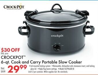 Boscov's Crockpot™ 6-qt. cook and carry portable slow cooker offer