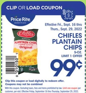 Price Rite Chifles plantain chips offer