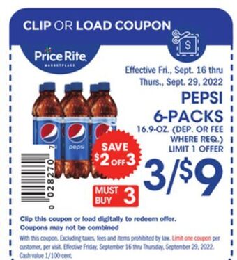 Price Rite Pepsi 6-packs offer