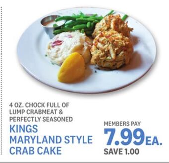 Kings Food Markets Kings maryland style crab cake offer