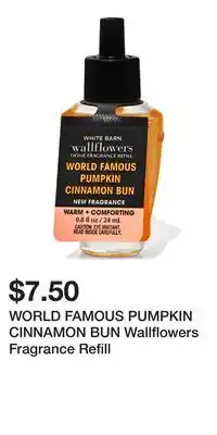 Bath & Body Works World famous pumpkin cinnamon bun wallflowers fragrance refill offer