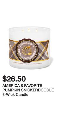Bath & Body Works America's favorite pumpkin snickerdoodle 3-wick candle offer
