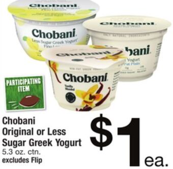 ACME Chobani original or less sugar greek yogurt offer