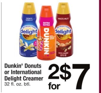 ACME Dunkin' donuts or international delight creamer offer