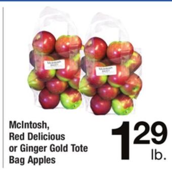 ACME Mcintosh, red delicious or ginger gold tote bag apples offer