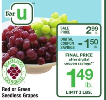 ACME Red or green seedless grapes offer