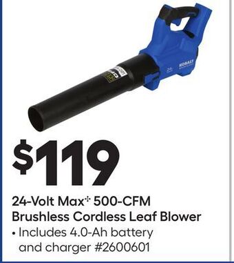 Lowe's 24-volt max c 500-cfm brushless cordless leaf blower offer