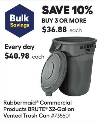 Lowe's Rubbermaid® commercial products brute® 32-gallon vented trash can offer