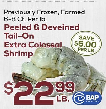 DeCicco & Sons Peeled & deveined tail-on extra colossal shrimp offer