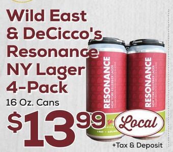 DeCicco & Sons Wild east & decicco's resonance ny lager 4-pack offer