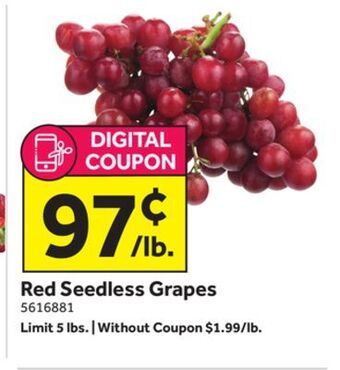 Stop&Shop Red seedless grapes offer