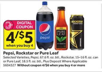 Stop&Shop Pepsi, rockstar or pure leaf offer