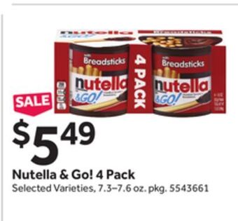 Stop&Shop Nutella & go! 4 pack offer