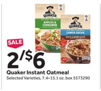 Stop&Shop Quaker instant oatmeal offer