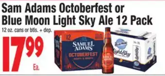Sam adams octoberfest or blue moon light sky ale 12 pack