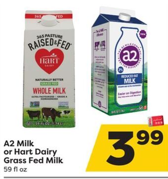 Weis Markets A2 milk or hart dairy grass fed milk offer