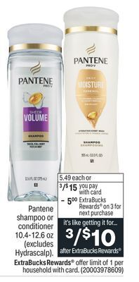 CVS Pantene shampoo or conditioner 10.4-12.6 oz offer