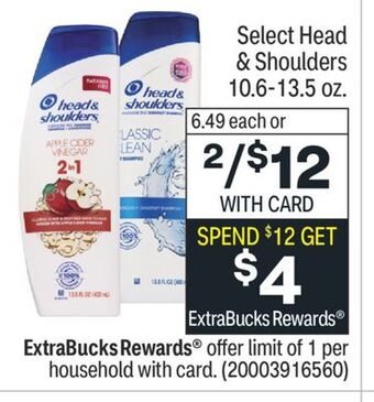 CVS Select head & shoulders 10.6-13.5 oz. offer