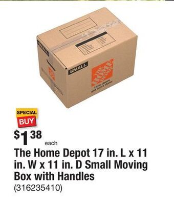 The Home Depot The home depot 17 in. l x 11 in. w x 11 in. d small moving box with handles offer