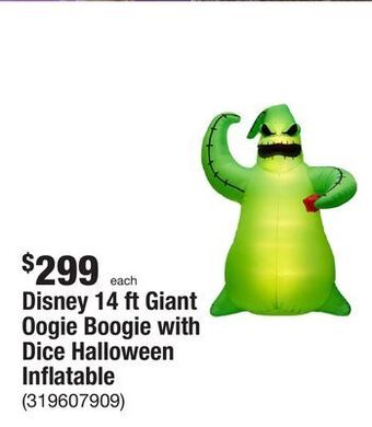 The Home Depot Disney 14 ft giant oogie boogie with dice halloween inflatable offer