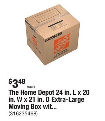 The Home Depot The home depot 24 in. l x 20 in. w x 21 in. d extra-large moving box with handles offer
