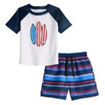 Kohl's Toddler boy jumping beans® graphic rash guard & printed swim trunks swim set offer