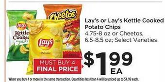 Food 4 Less Lay's or lay's kettle cooked potato chips offer