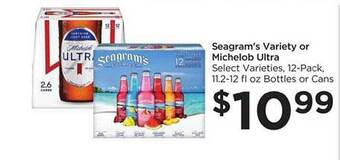 Food 4 Less Seagram's variety or michelob ultra offer