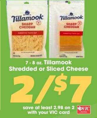 Harris Teeter Tillamook shredded or sliced cheese offer
