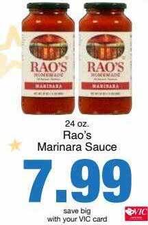 Harris Teeter Rao's marinara sauce offer