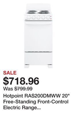 Kmart Hotpoint ras200dmww 20" free-standing front-control electric range - white offer