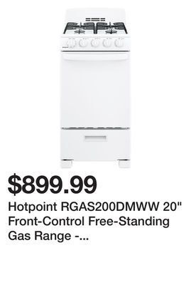 Kmart Hotpoint rgas200dmww 20" front-control free-standing gas range - white offer