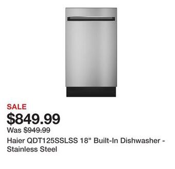 Kmart Haier qdt125sslss 18" built-in dishwasher - stainless steel offer