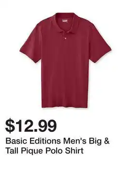 Kmart Basic editions men's big & tall pique polo shirt offer