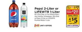 ShopRite 2-liter or lifewtr 1-liter offer
