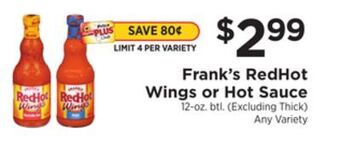 ShopRite Redhot wings or hot sauce offer
