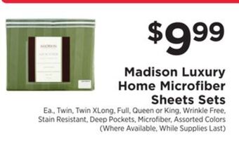 ShopRite Luxury home microfiber sheets sets offer